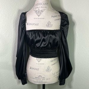 AFRM Black Satin Blouse